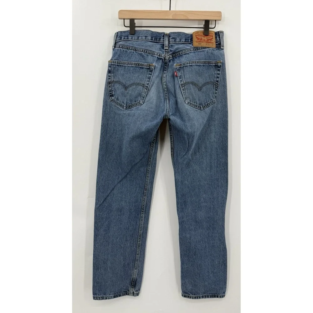 Levis 505 Jeans Mens 32x32 Blue Straight‎ Leg Medium Wash Distressed Denim Pants